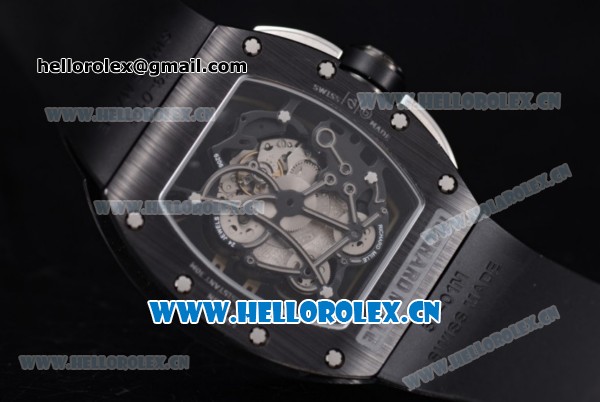Richard Mille RM 038 Miyota 9015 Automatic PVD Case with Skeleton Dial Dot Markers Red Inner Bezel and Black Rubber Strap - Click Image to Close